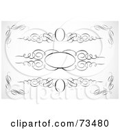 Royalty Free RF Clipart Illustration Of A Digital Collage Of Black And White Blank Swirly Text Boxes And Frames Version 7