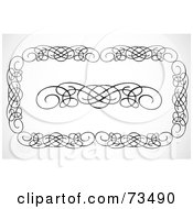 Royalty Free RF Clipart Illustration Of A Digital Collage Of Black And White Scrolled Borders And Headers