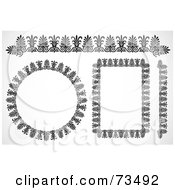 Royalty Free RF Clipart Illustration Of A Digital Collage Of Intricate Black And White Floral Borders And Frames