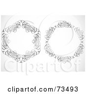 Royalty Free RF Clipart Illustration Of A Digital Collage Of Black And White Blank Swirly Text Boxes Version 2