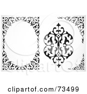 Royalty Free RF Clipart Illustration Of A Digital Collage Of A Black And White Floral Border Frame And Element Version 1