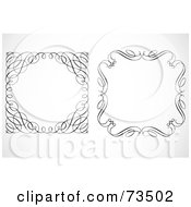 Royalty Free RF Clipart Illustration Of A Digital Collage Of Two Black And White Swirly Borders Version 1