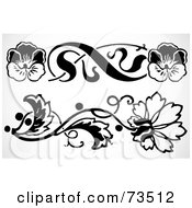 Poster, Art Print Of Digital Collage Of Black And White Floral Border Design Elements - Version 11
