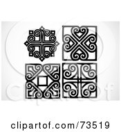 Royalty Free RF Clipart Illustration Of A Digital Collage Of Black And White Heart And Cross Patterned Tiles