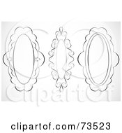 Royalty Free RF Clipart Illustration Of A Digital Collage Of Black And White Blank Swirly Text Boxes Version 3