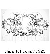 Royalty Free RF Clipart Illustration Of A Black And White Ornate Poppy Design Element by BestVector