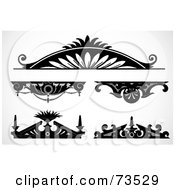 Royalty Free RF Clipart Illustration Of A Digital Collage Of Black And White Wooden Border Design Elements by BestVector