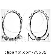 Royalty Free RF Clipart Illustration Of A Digital Collage Of Black And White Oval Text Boxes Version 2