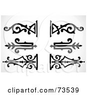 Royalty Free RF Clipart Illustration Of A Digital Collage Of Black And White Wrought Iron Design Elements by BestVector