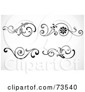 Royalty Free RF Clipart Illustration Of A Black And White Digital Collage Of Floral Swirly Designs