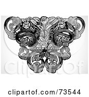 Royalty Free RF Clipart Illustration Of A Black And White Vintage Ornate Rose And Scroll Design Element