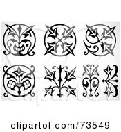 Royalty Free RF Clipart Illustration Of A Digital Collage Of Black And White Floral Tribal Design Elements
