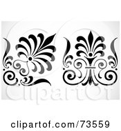 Royalty Free RF Clipart Illustration Of A Digital Collage Of Black And White Scroll Elements