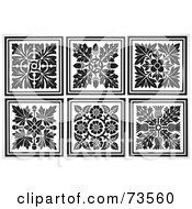 Poster, Art Print Of Digital Collage Of Black And White Floral Tiles