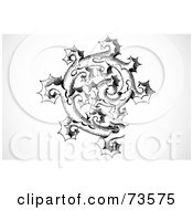 Royalty Free RF Clipart Illustration Of A Black And White Vintage Spiraling Thorny Branch