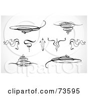 Royalty Free RF Clipart Illustration Of A Black And White Digital Collage Of Swirly Designs Version 6