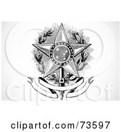 Royalty Free RF Clipart Illustration Of A Black And White Star Laurel And Banner Design Element