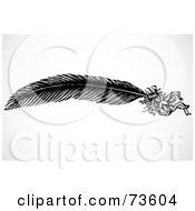 Royalty Free RF Clipart Illustration Of A Black And White Feather With Flowers by BestVector
