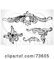 Royalty Free RF Clipart Illustration Of A Digital Collage Of Black And White Leafy Elements