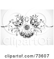 Royalty Free RF Clipart Illustration Of A Black And White Vintage Floral Design