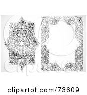 Poster, Art Print Of Digital Collage Of A Black And White Floral Border Frame And Element - Version 2
