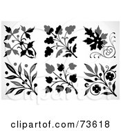 Royalty Free RF Clipart Illustration Of A Digital Collage Of Black And White Leaf Ornamental Designs Version 1