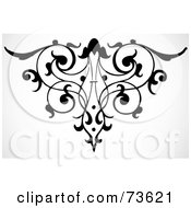 Royalty Free RF Clipart Illustration Of A Black And White Ornamental Flourish Element by BestVector