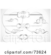 Royalty Free RF Clipart Illustration Of A Digital Collage Of Black And White Elegant Swirl Border Elements Version 1