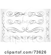 Royalty Free RF Clipart Illustration Of A Digital Collage Of Black And White Border Design Elements Version 7