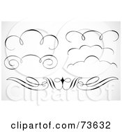 Royalty Free RF Clipart Illustration Of A Digital Collage Of Black And White Elegant Swirl Border Elements Version 2