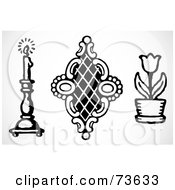 Poster, Art Print Of Digital Collage Of A Black And White Candle Flower And Element