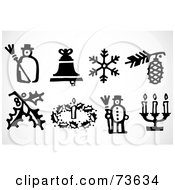 Digital Collage Of Black And White Icon Christmas Elements