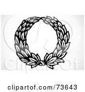 Royalty Free RF Clipart Illustration Of A Black And White Blank Laurel Wreath Text Box Version 2 by BestVector