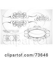 Royalty Free RF Clipart Illustration Of A Digital Collage Of Black And White Blank Swirly Text Boxes And Frames Version 5