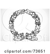 Royalty Free RF Clipart Illustration Of A Black And White Blank Laurel Wreath Text Box Version 1