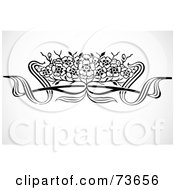 Royalty Free RF Clipart Illustration Of A Black And White Floral Border Design Element Version 16