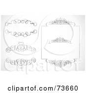 Royalty Free RF Clipart Illustration Of A Digital Collage Of Black And White Blank Swirly Text Boxes And Frames Version 8
