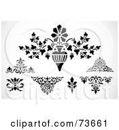 Royalty Free RF Clipart Illustration Of A Digital Collage Of Black And White Floral And Elements by BestVector