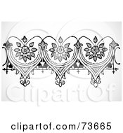 Royalty Free RF Clipart Illustration Of A Black And White Floral Border Design Element Version 14