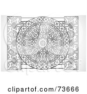 Royalty Free RF Clipart Illustration Of A Black And White Intricate Floral Circle