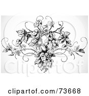 Royalty Free RF Clipart Illustration Of A Black And White Vintage Leafy Design Element