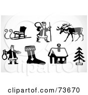 Poster, Art Print Of Digital Collage Of Black And White Icon Elements Christmas