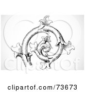 Royalty Free RF Clipart Illustration Of A Black And White Floral Swirly Branch Design