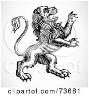 Poster, Art Print Of Black And White Standing Lion