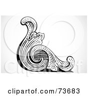 Royalty Free RF Clipart Illustration Of A Black And White Banknote Styled Scroll Corner by BestVector