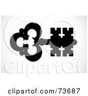 Royalty Free RF Clipart Illustration Of A Black And White Silhouetted Skeleton Key