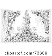 Royalty Free RF Clipart Illustration Of A Black And White Vintage Ornate Floral Background