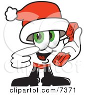 Clipart Picture Of A Santa Claus Mascot Cartoon Character Holding A Telephone by Toons4Biz