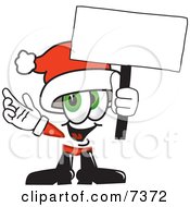 Poster, Art Print Of Santa Claus Mascot Cartoon Character Holding A Blank Sign