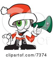 Santa Claus Mascot Cartoon Character Screaming Into A Megaphone